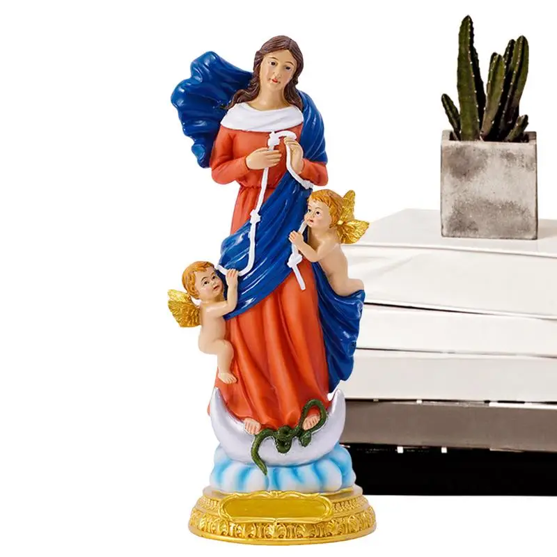 Полноцветная статуя Марии, атмосферная статуя Святой Марии из смолы с полноцветной резьбой, Рождественские украшения для прикроватной тумбы под телевизор