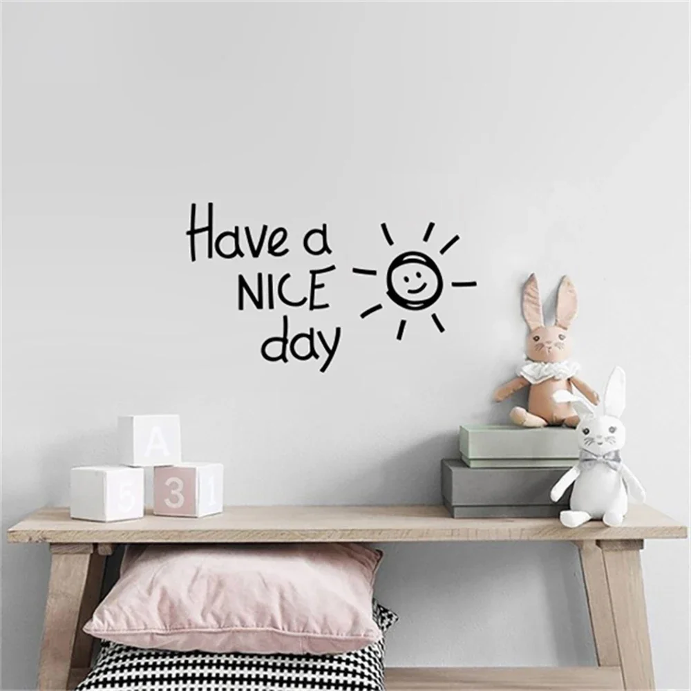 Приятного дня, солнечная наклейка на стену, гостиная, спальня, украшение дома, наклейки с английским алфавитом, обои