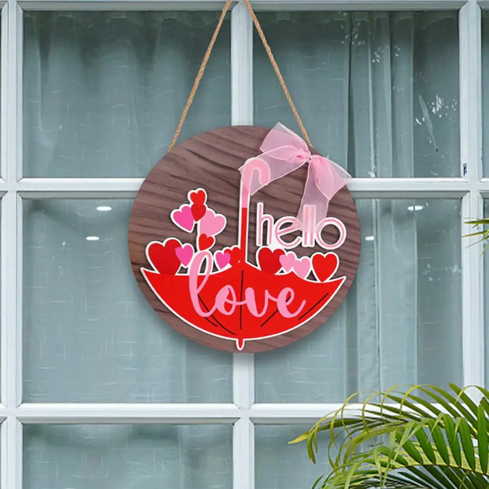Дверная вывеска на День Святого Валентина, Приветственная вывеска на День Святого Валентина, зонтик с бантом, цветок, Велосипедная дверь, Подвесная вывеска на стене, декор