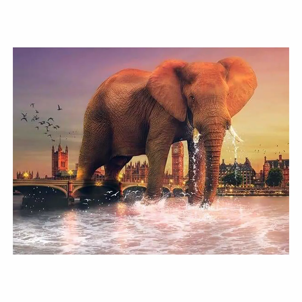 DIY-5D Алмазная живопись Лондонский Слон Набор для сращивания животных Полная Алмазная Вышивка Мозаичная Картина Закрытый подарок для домашнего декора