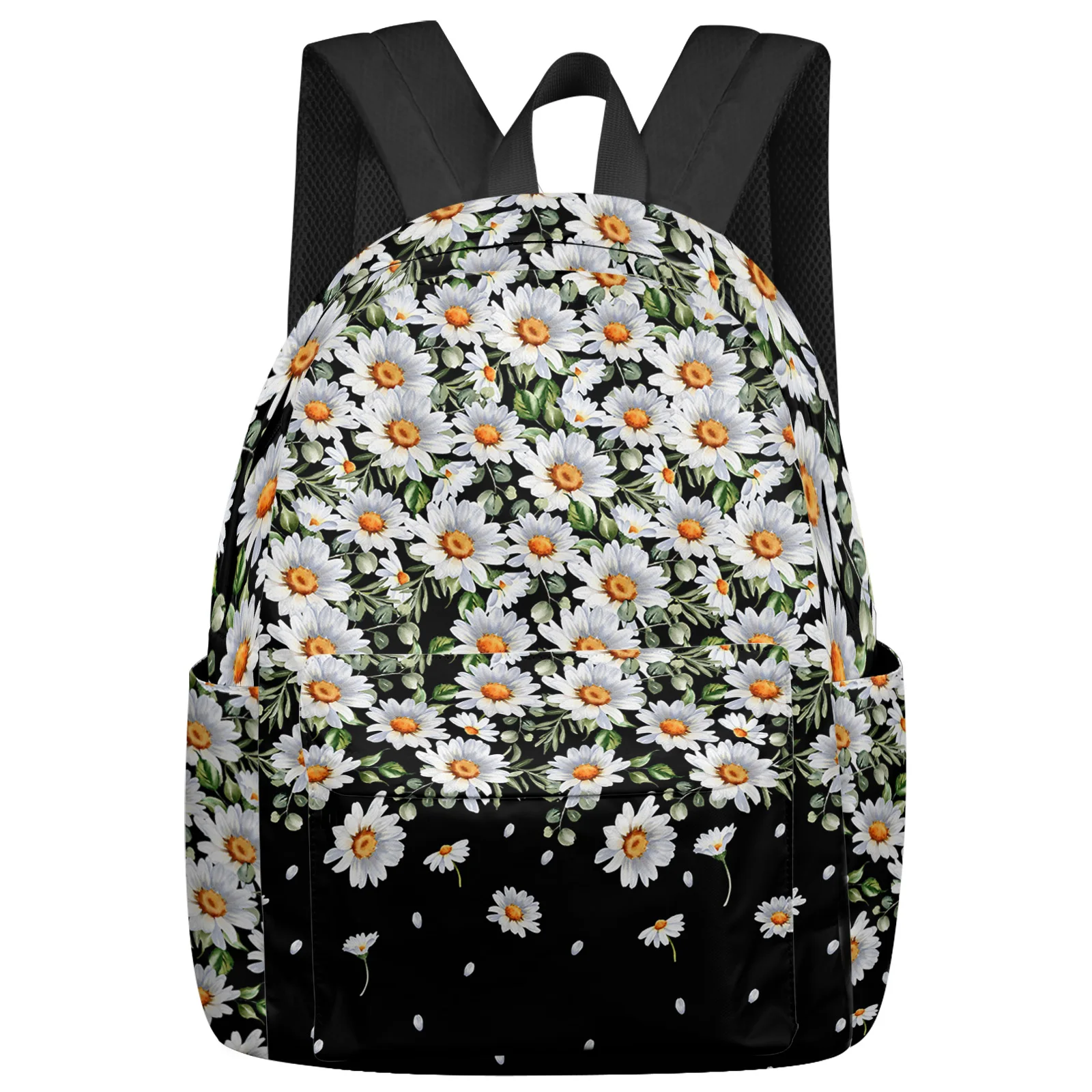 Белый рюкзак с цветочным рисунком маргаритки Школьные сумки для подростков Девочек Студенческая сумка для ноутбука Женский Повседневный рюкзак для путешествий