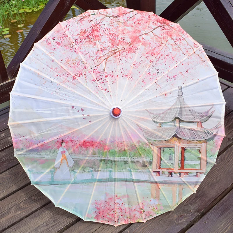 82 см Зонтики из масляной бумаги, Старинный костюм, украшение из шелковой ткани Hanfu, Потолочный зонтик, декоративная тень, Косплей Зонтик