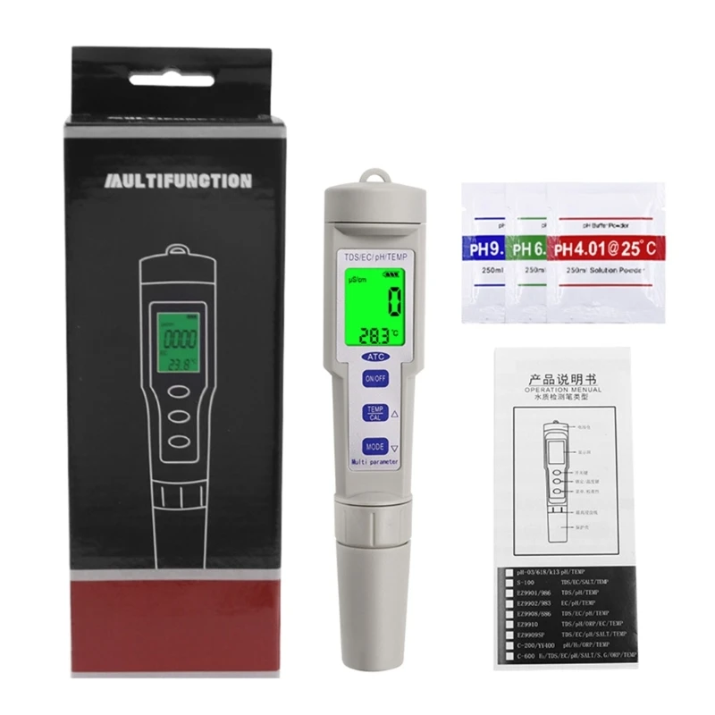 Портативный цифровой тестер качества воды pH TDS EC Temp Контролирует измерительную ручку