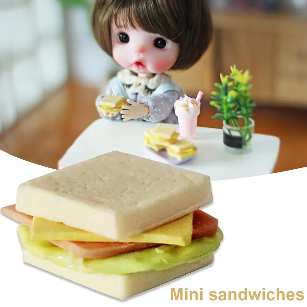 Мини-еда, Бутерброд с хлебом, украшение кухни, детская игрушка для кукольного домика, Понарошку.