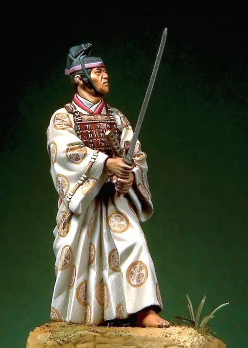 Неокрашенный комплект 1/32 54-мм Воин-самурай, сражающийся на дуэли, 54-мм историческая фигура, модель набора из смолы