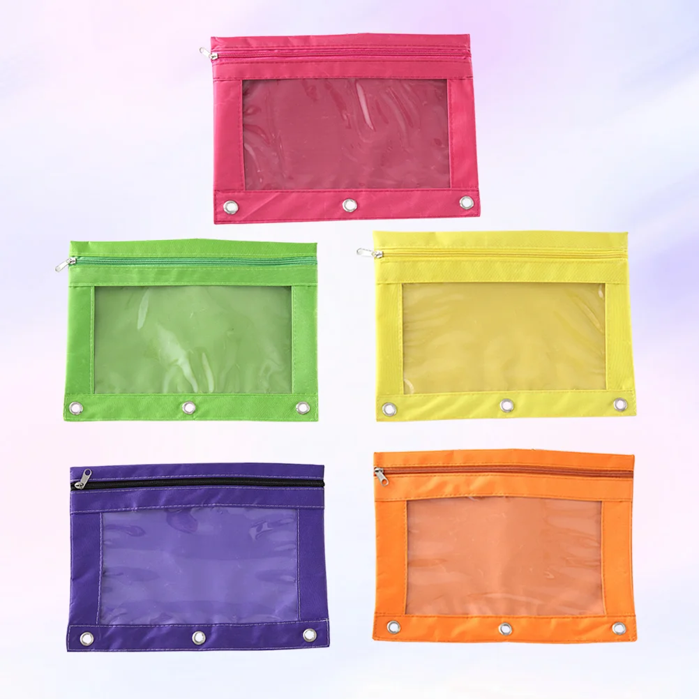 Креативный прозрачный пенал на молнии с тремя отверстиями, сумка для карандашей большой емкости, Оксфордская сумка для карандашей (желтый, фиолетовый, оранжевый),