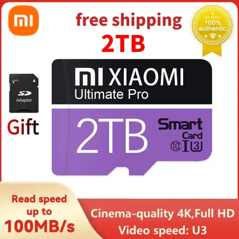 Карта памяти Xiaomi большой емкости 2 ТБ TF SD 1 ТБ 128 ГБ Карта памяти мобильного телефона с бесплатным SD-адаптером для Nintendo switch