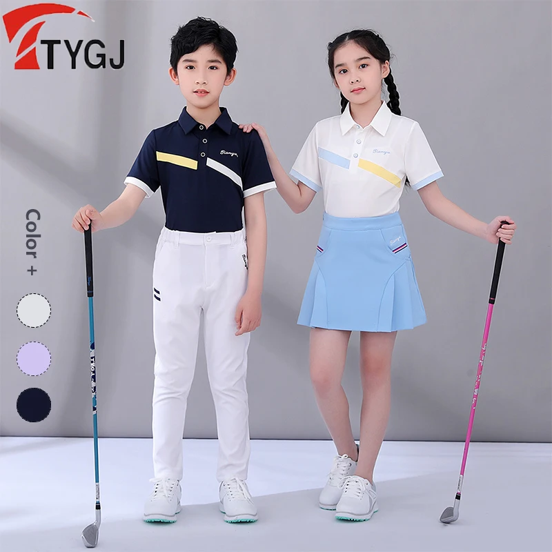 TTYGJ Футболка для гольфа для мальчиков С короткими рукавами, Дышащие Спортивные рубашки Для девочек, Детские Повседневные топы для гольфа, Детская одежда для бадминтона, тенниса, S-XL