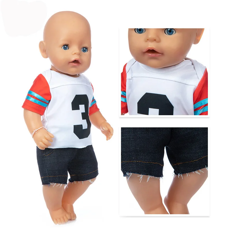 Костюм для игры в мяч, одежда для куклы 17 дюймов 43 см, одежда для куклы Born Baby, костюм для праздничного подарка на День рождения ребенка
