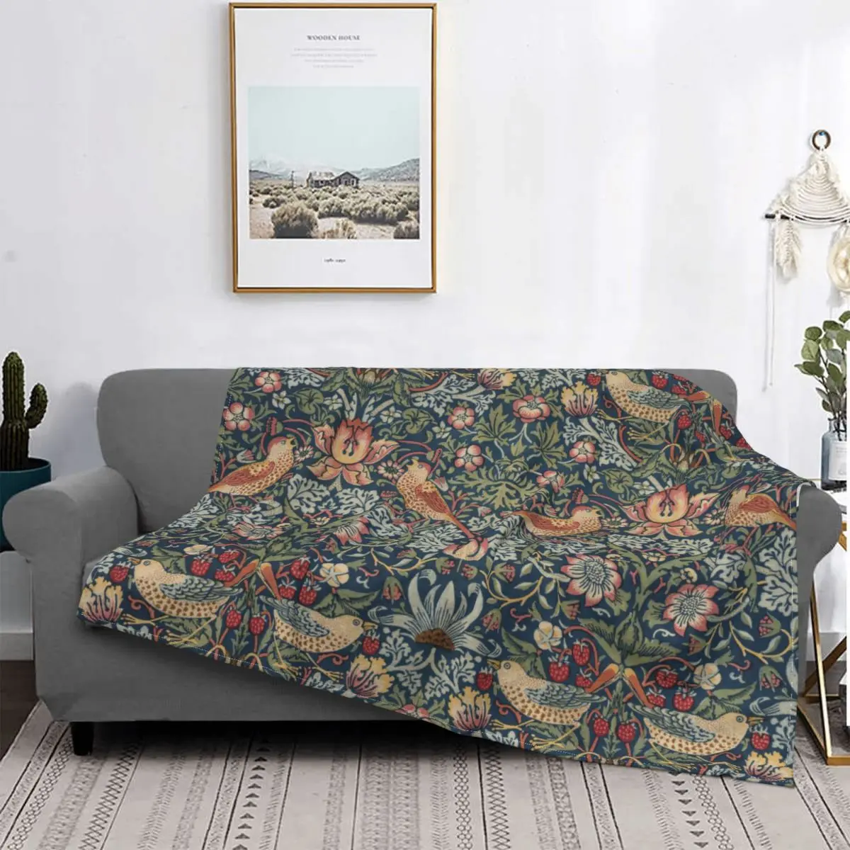Винтажное клубничное одеяло William Morris, бархатное весенне-осеннее ультрамягкое покрывало для постельных принадлежностей