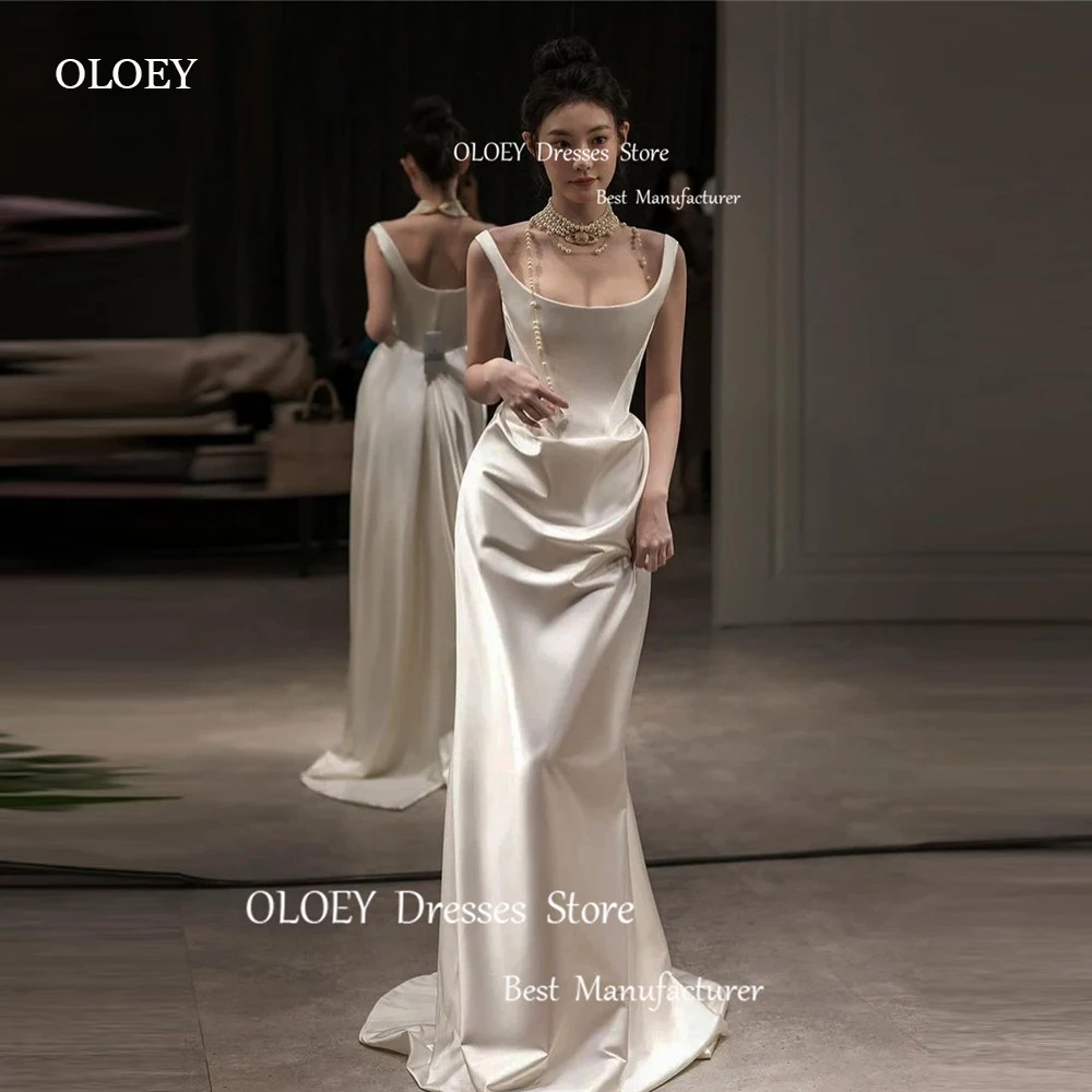 OLOEY Simple Корейские платья для свадебных вечеринок Бретельки для фотосессии Мягкое Атласное Вечернее платье Вечерние платья для выпускного вечера Элегантные Vestidos