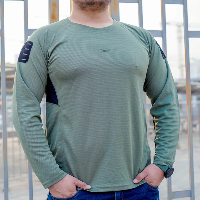 Открытый быстросохнущая футболка с длинным рукавом тактическая футболка дышащей и Sweatwicking обучение