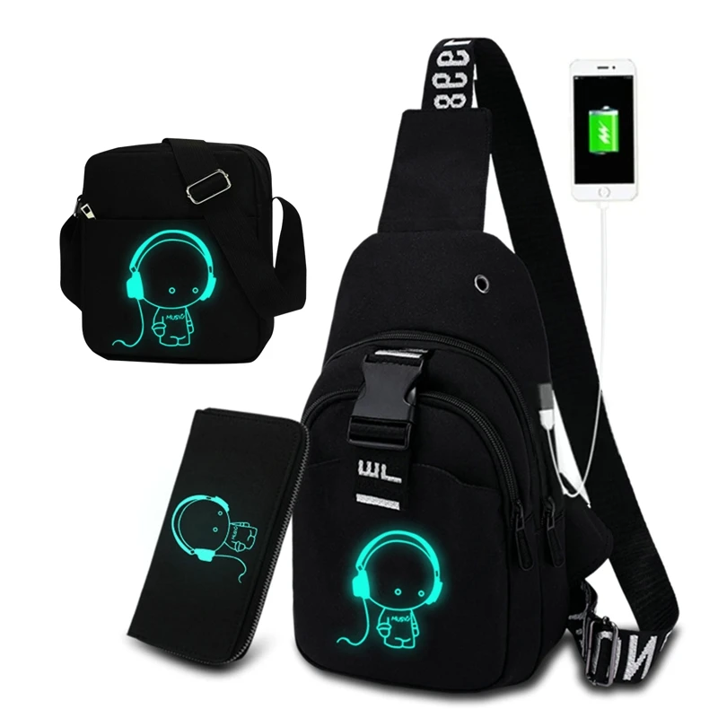 Продается сумка через плечо с USB-зарядкой, водонепроницаемая многофункциональная светоотражающая мужская нагрудная сумка, модная дорожная сумка через плечо, противоугонная