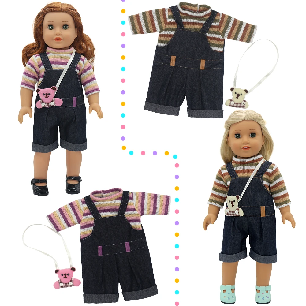 Кукольная одежда подходит для 15-18-дюймовых американских кукольных игрушек, модных платьев для новорожденных кукол, ползучих костюмов, цельных костюмов, обуви, подарков для девочек