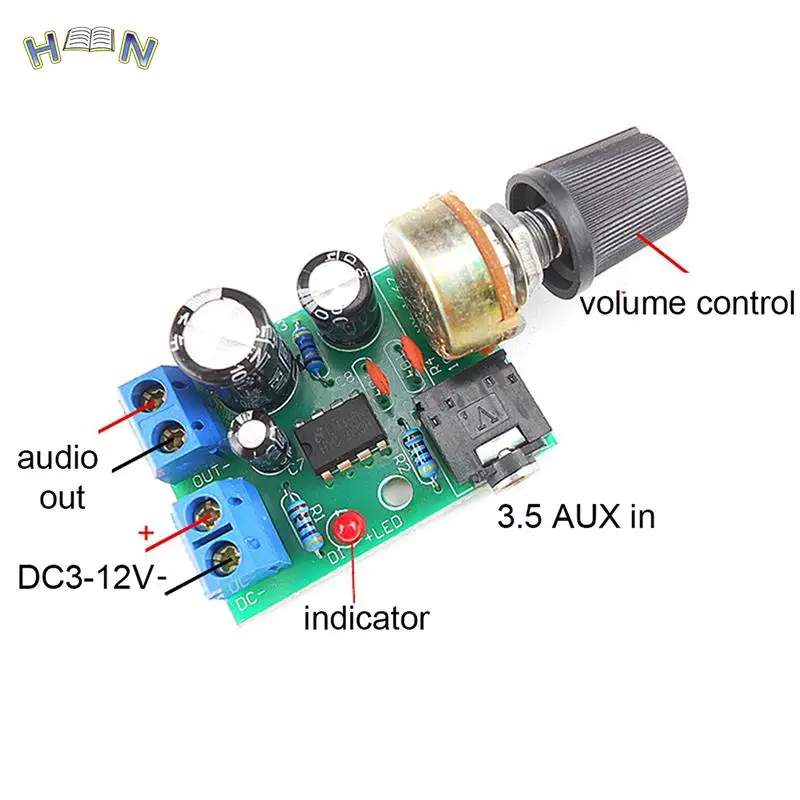 Плата аудиоусилителя LM386 мощностью 10 Вт, моно 3,5 мм, регулятор громкости постоянного тока 3-12 В, прямая поставка