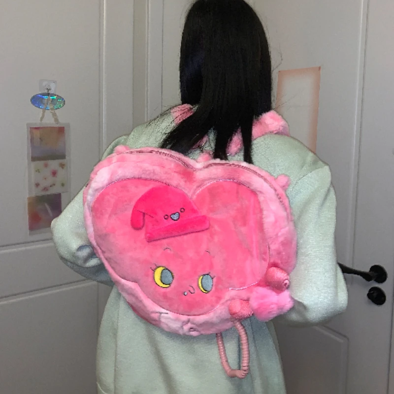 Женский рюкзак Xiuya Y2k Sweet Cool, розовая мягкая плюшевая готическая милая сумка через плечо, новая модная дизайнерская сумка большой емкости