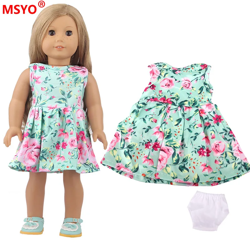 Платье с юбкой в цветочек, 18-дюймовая одежда для девочек American Doll, комплект мини-трусиков Twinset, 43 см, кукла Реборн, игрушки для девочек нашего поколения