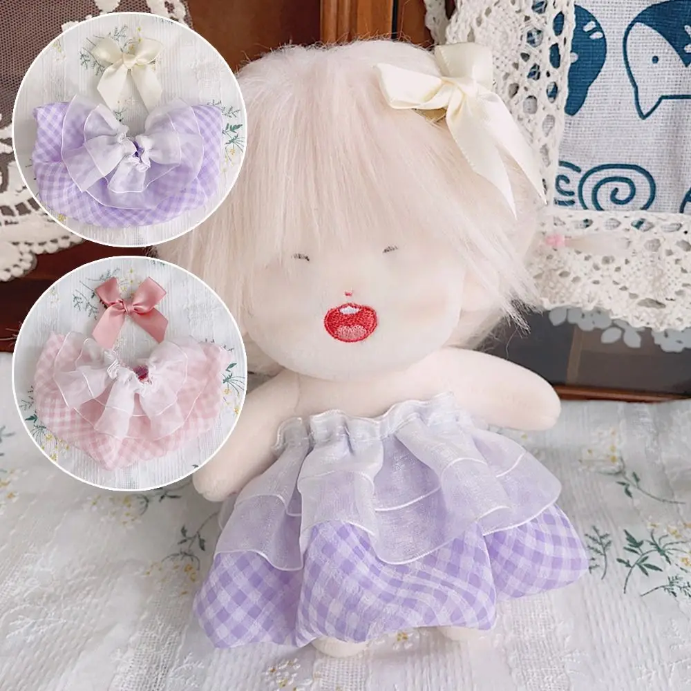 Костюм Dollhoues 15 см Кукла ручной работы Кукла для переодевания Платье для куклы Бюстгальтер Платье в клетку Платье для девочки