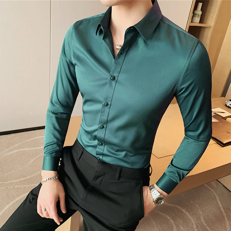 Плюс Размер 7XL Мужская Рубашка Весна Осень Деловые Формальные Социальные Рубашки С Длинными Рукавами для Мужчин Мода Slim Fit Chemise Homme