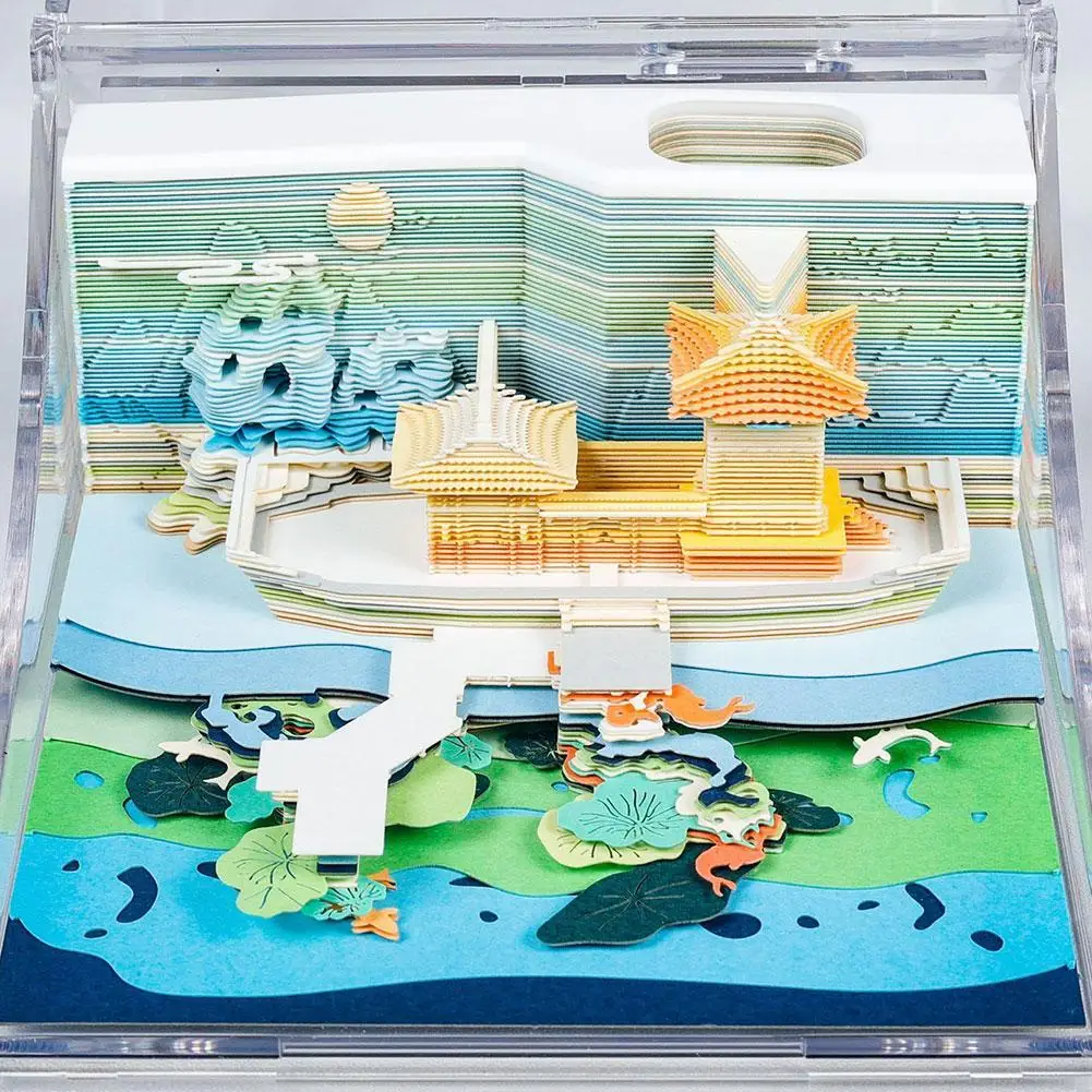 3D Блокнот серии West Lake Huagang Наблюдение за рыбой Резьба по бумаге Художественные Поделки 3D Блокнот В китайском стиле Сувенир Подарок