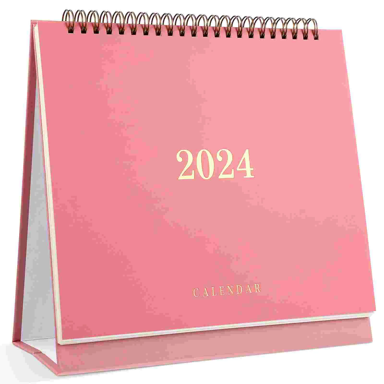 Январь 2024-июнь Настольный календарь Планировщик блоков заметок Ежемесячный календарь Настольный календарь из плотной бумаги (розовый)