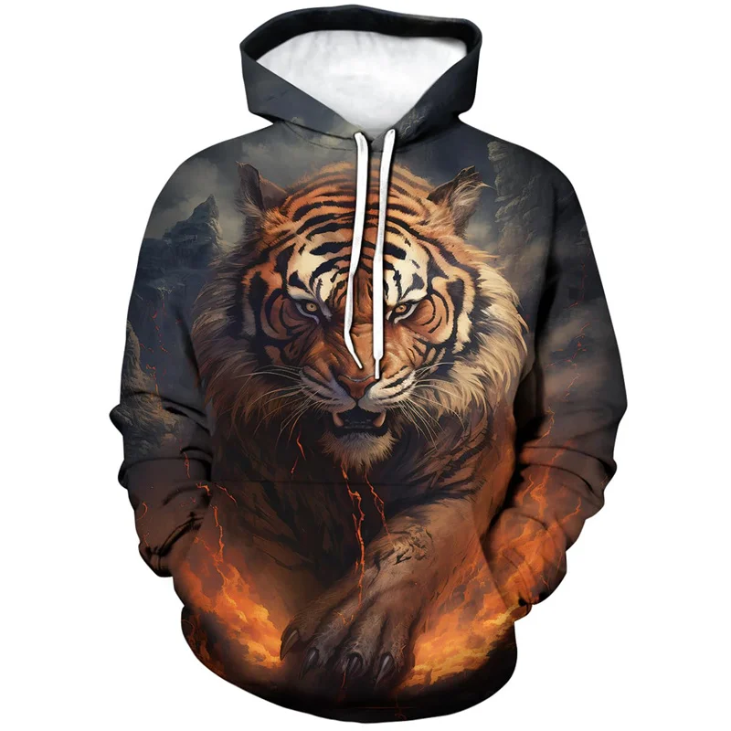 Толстовки с рисунком тигра с 3D-принтом для мужчин, крутая толстовка с изображением животных, пуловер с капюшоном, толстовка с капюшоном, осеннее свободное пальто, одежда