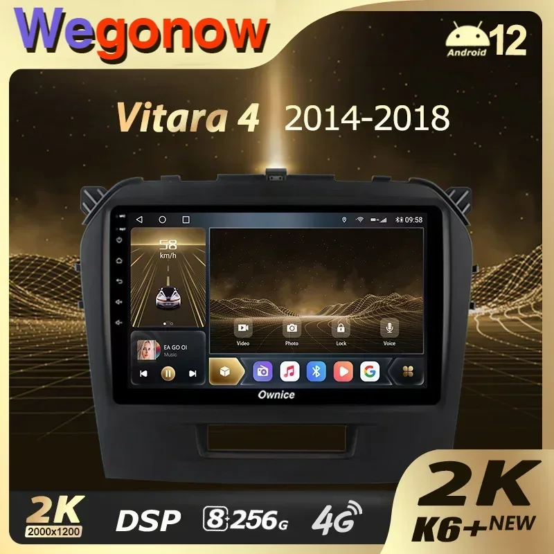 Ownice K6 + 2K 13,3 8 + 256 Дюймов для Suzuki Vitara 4 2014-2018 Автомобильный Радио Мультимедийный Видеоплеер Навигация Стерео GPS Android 12