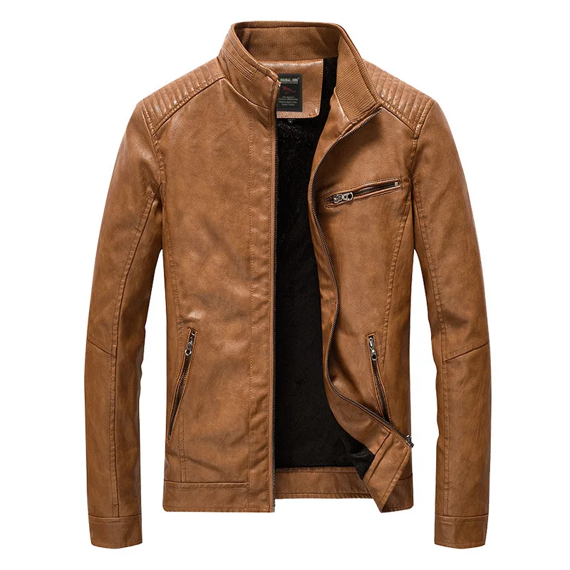 Мужская мотоциклетная куртка из искусственной кожи, деловая кожаная куртка, панк-тренд, красивая мотоциклетная плюшевая куртка, осень и зима,
