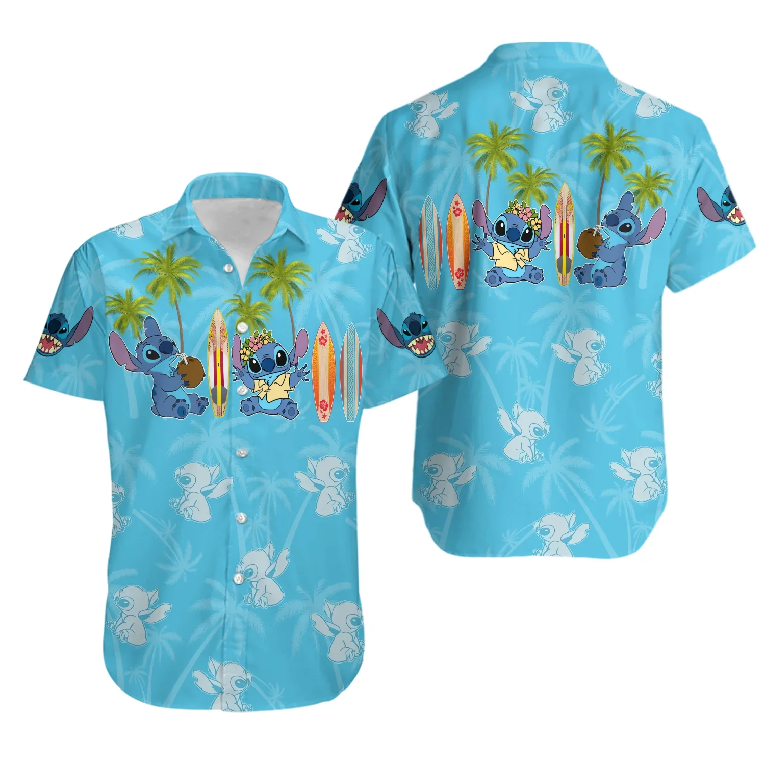 Новая летняя Мужская рубашка Lilo And Stitch, Гавайская рубашка Disney Stitch, Модная Гавайская рубашка Disney С коротким Рукавом
