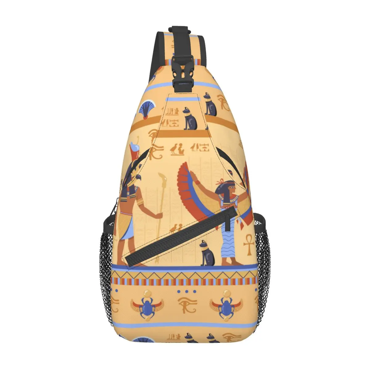 Нагрудная сумка, мужская повседневная сумка-мессенджер, нагрудная сумка, Египетские божества на древнем барельефе, дорожная сумка для телефона