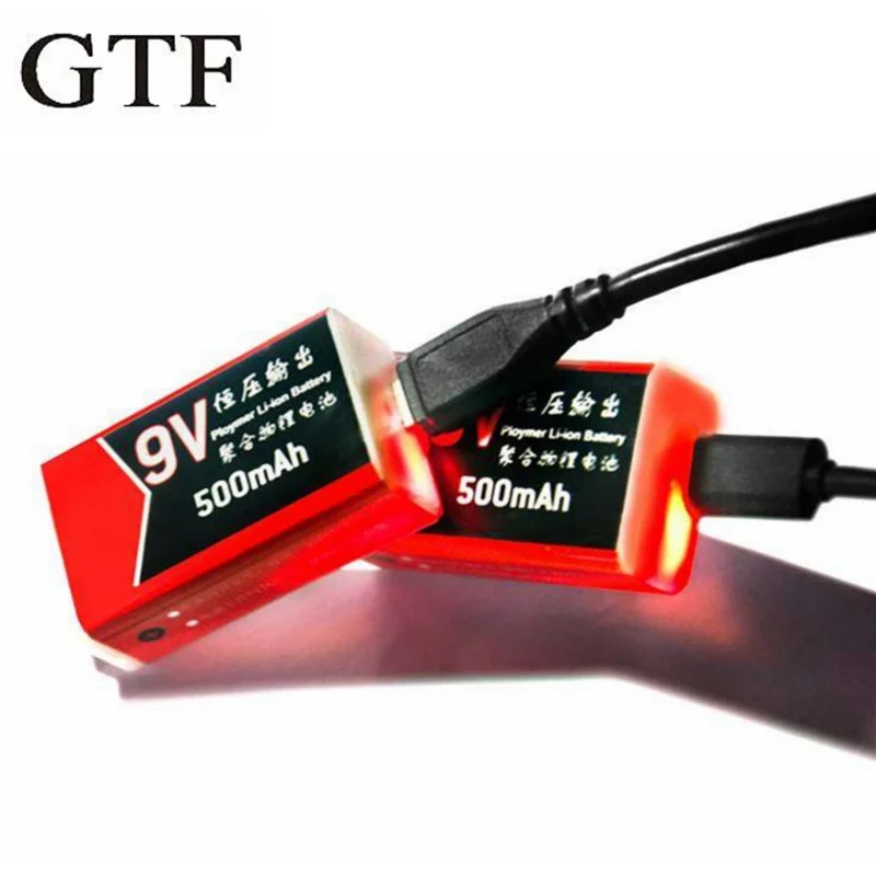 GTF 9V 500mAh USB Аккумулятор Литий-полимерная Аккумуляторная батарея для Мультиметра Микрофон Пульт Дистанционного Управления Прямая доставка 9V батареи
