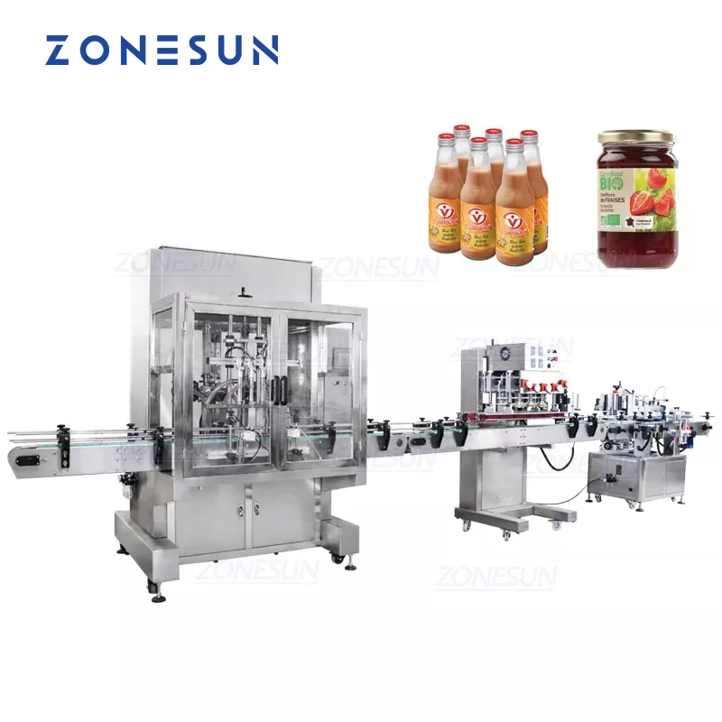 Полноавтоматическая машина ZONESUN с сервоприводом на 4 головки, машина для розлива и укупорки круглых банок с медовым маслом и шампунем, машина для прикрепления этикеток для производственной линии