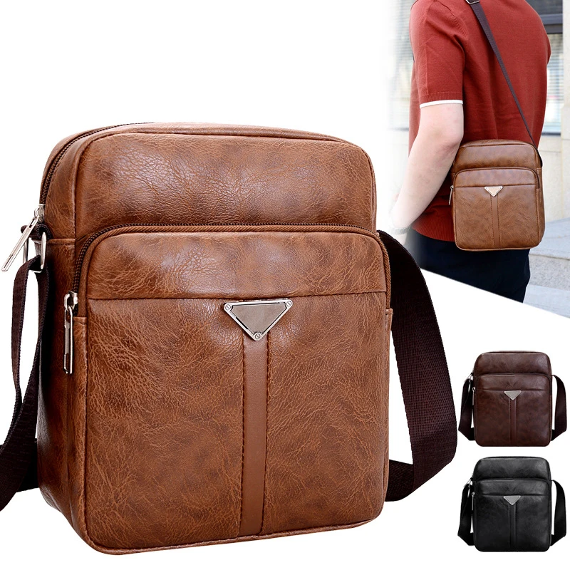 Роскошная брендовая винтажная мужская сумка, модная сумка через плечо из искусственной кожи, деловая сумка-мессенджер, мужская повседневная сумка большой емкости