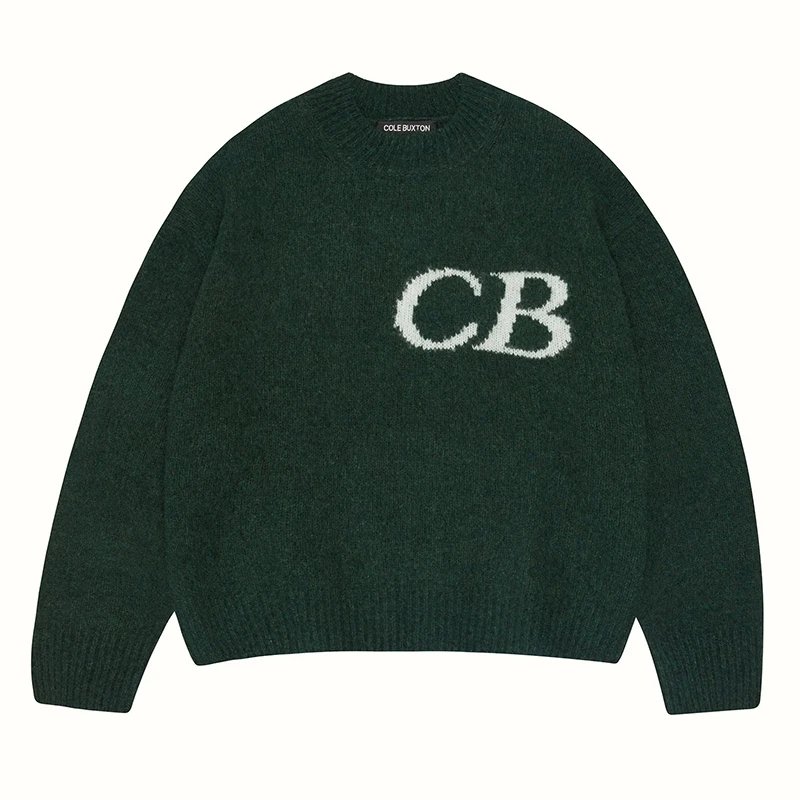 Черновато-зеленый Королевский синий свитер Cole Buxton Для мужчин и женщин 1: 1 Лучшего качества, свободные Классические жаккардовые трикотажные свитшоты с логотипом CB