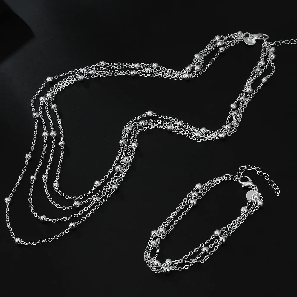 Горячие роскошные дизайнерские бусины из стерлингового серебра 925 пробы с кисточками Браслеты ожерелья для женщин Модные оригинальные ювелирные наборы вечеринка свадьба