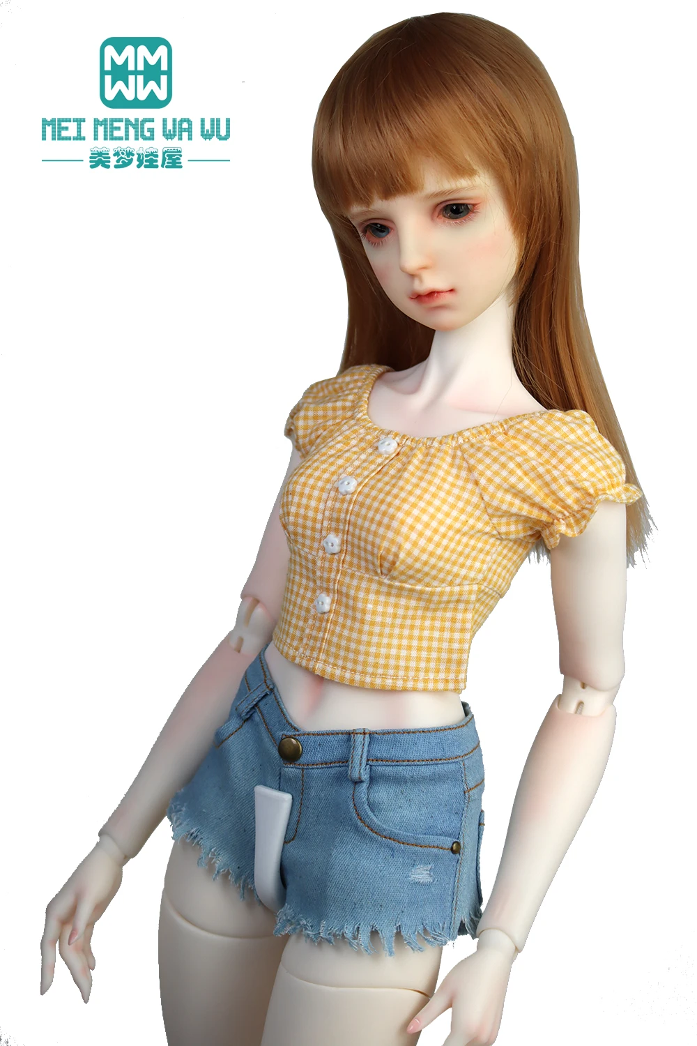 Одежда для куклы BJD 58-60 см 1/3 SD DD Игрушки Сферический шарнир тела куклы Модная клетчатая рубашка, короткая юбка, джинсовые шорты