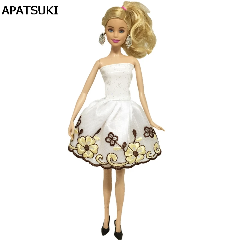 Модная одежда для кукол Барби, короткие платья с цветочной вышивкой милой принцессы для кукольного домика Барби для кукольной одежды BJD 1: 6