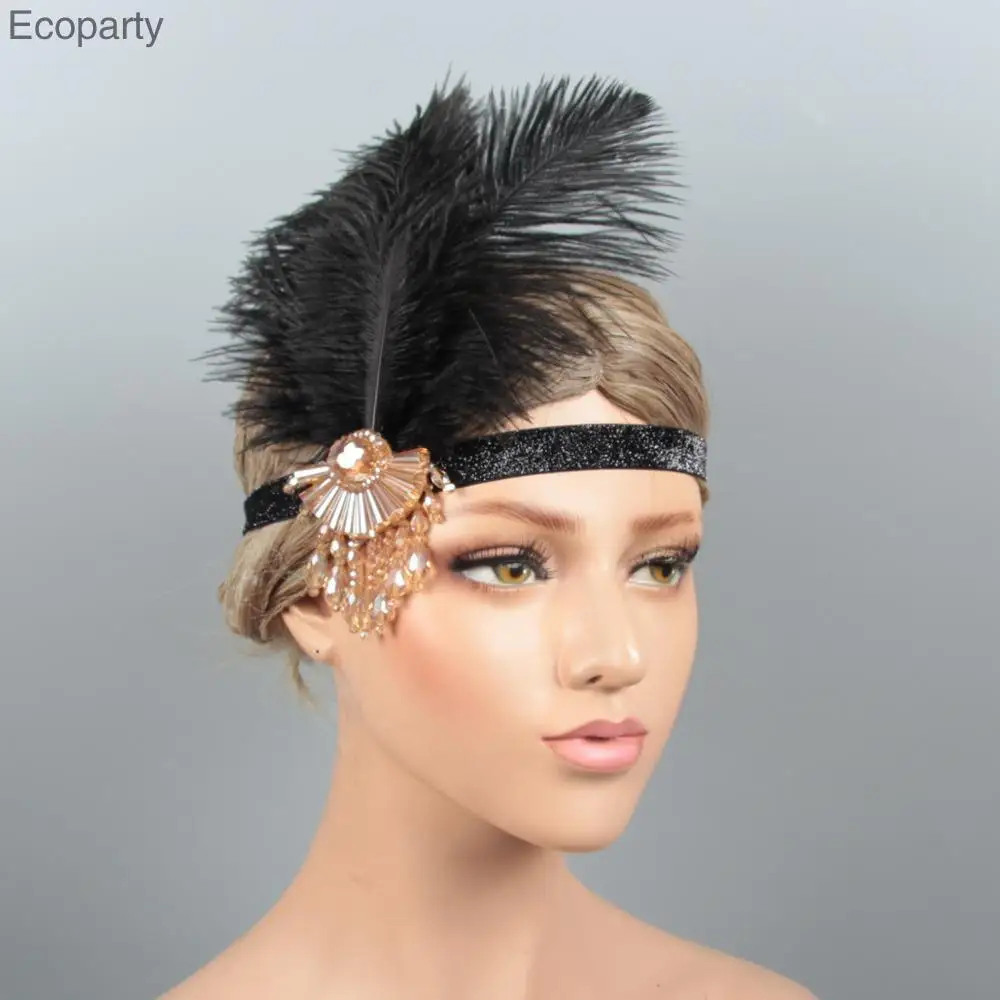 Повязка на голову, праздничный головной убор и винтажный рисунок из перьев, тип стиля, материал, танец Гэтсби 1920-х годов