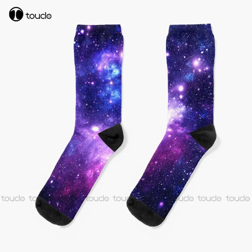 Фиолетово-Синие Носки Galaxy Nebula Носки Персонализированные Пользовательские Носки Унисекс Для Взрослых Подростков И Молодежи На Хэллоуин Рождественский Подарок Мода Новая