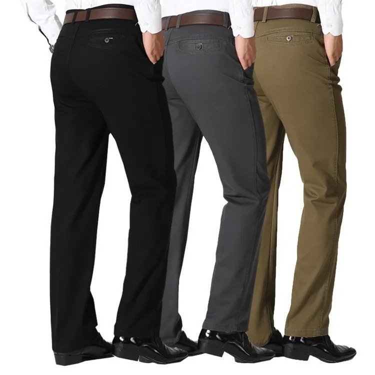 Новый деловой повседневный костюм, брюки, мужские однотонные прямые офисные брюки с высокой талией, мужской костюм в классическом стиле, длинные брюки, большие размеры