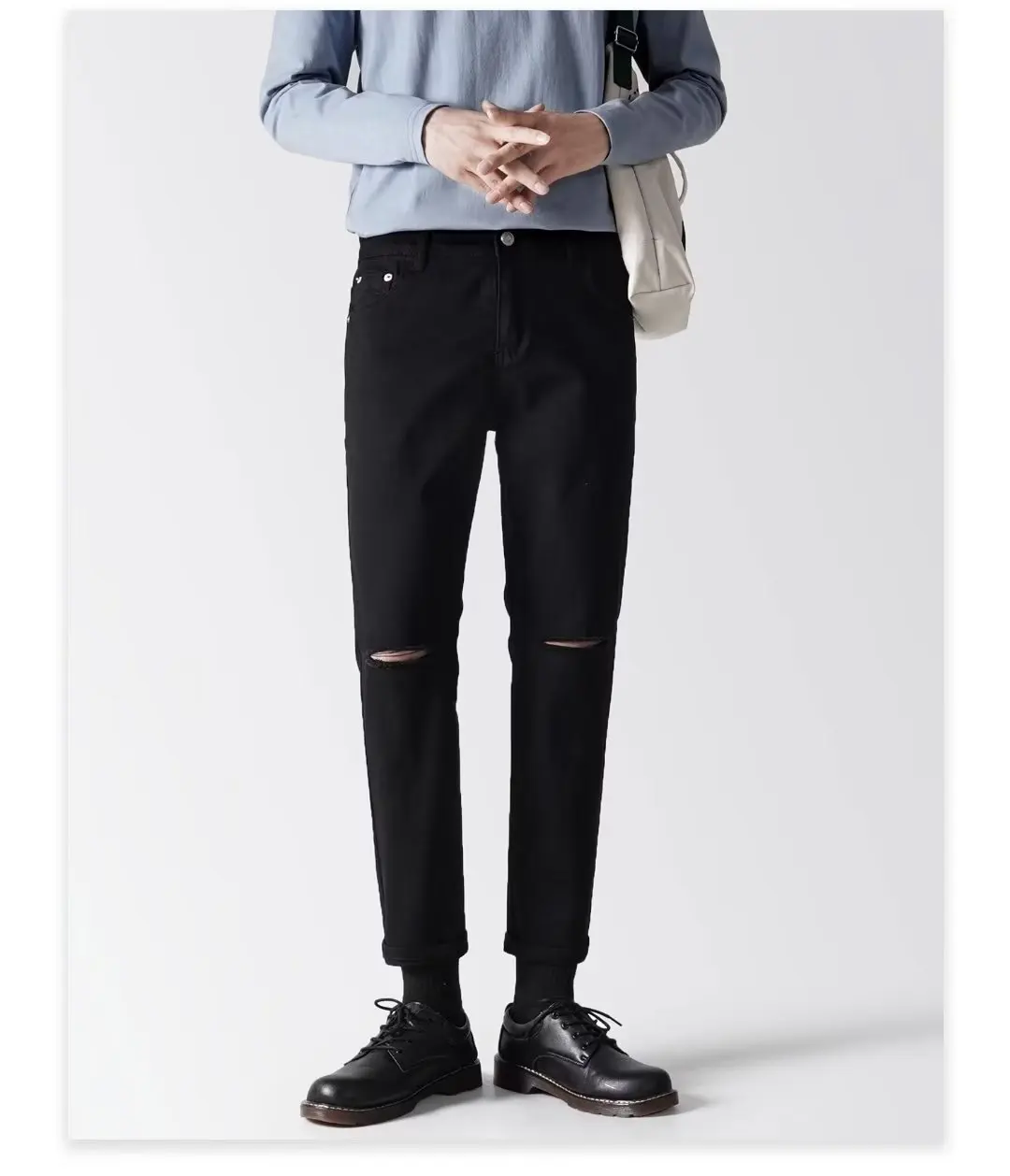N803 Новый повседневный тренд, приталенные мужские эластичные длинные брюки для маленьких ног, тренд