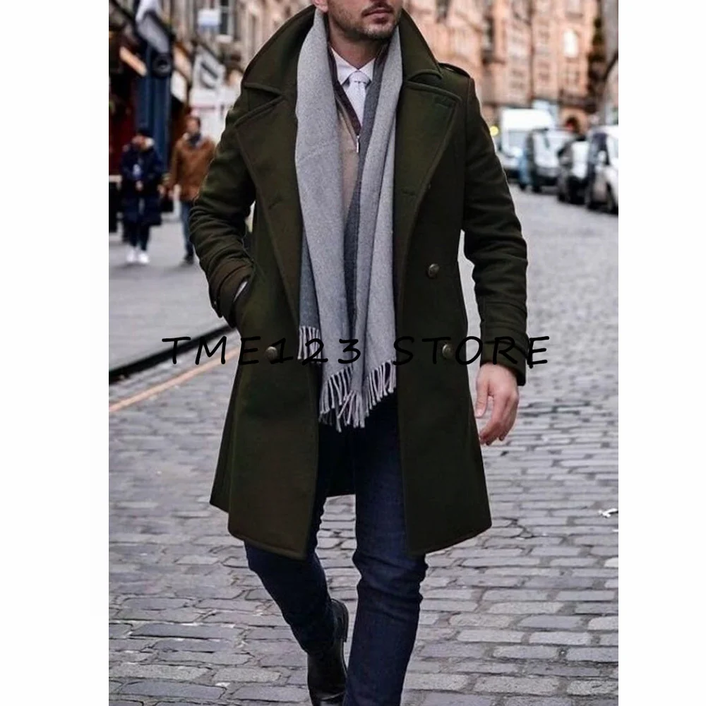 Мужское шерстяное длинное пальто с V-образным вырезом, однобортное деловое повседневное, модная зимняя верхняя одежда для мужчин, тренч, шерстяные пальто, Австралия