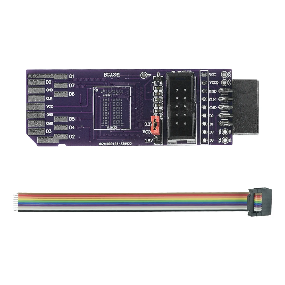 Оригинальный BGA221 с кабелем ISP Простая Плата для чтения и записи SD-EMMC 8bit 1.8V RT809H-ISP Съемная плата Адаптера Flywire