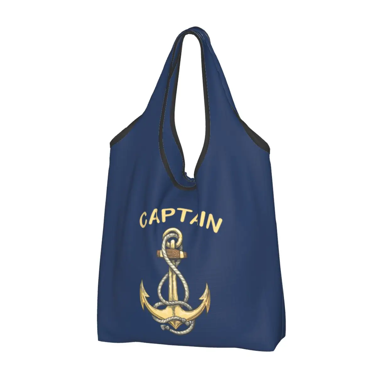 Симпатичная сумка для покупок с капитаном-мореплавателем и якорем, портативная сумка для покупок в магазине Sailor Adventure Grocery на плечо