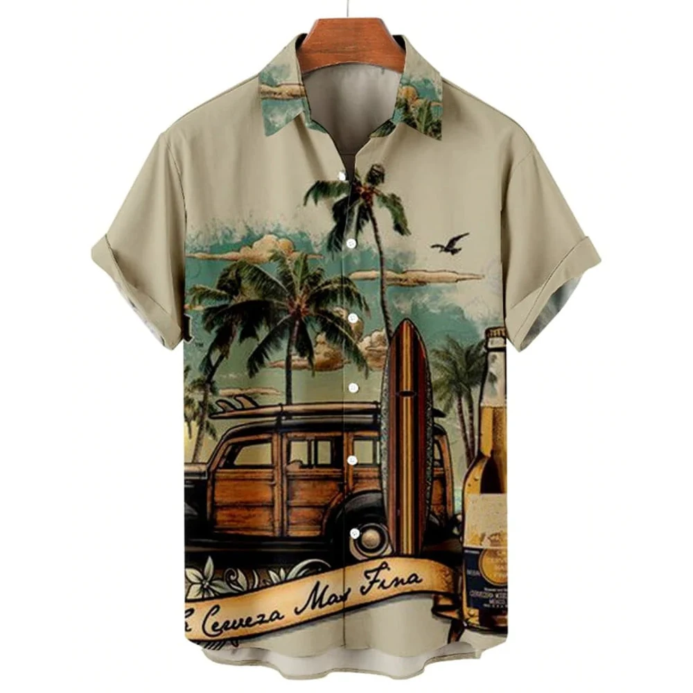 Гавайские Мужские Рубашки Для Мужчин, Топы С Короткими Рукавами Для Пляжного Отдыха, Летняя Новая Повседневная Мужская Блузка, Модная Домашняя Одежда