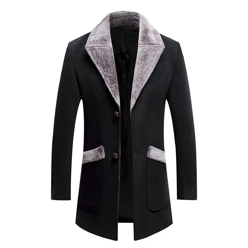 Мужские зимние тренчи, длинные куртки, полушерстяные смеси, мужские приталенные пальто хорошего качества, Новые осенне-зимние пальто, тренч, размер 5XL