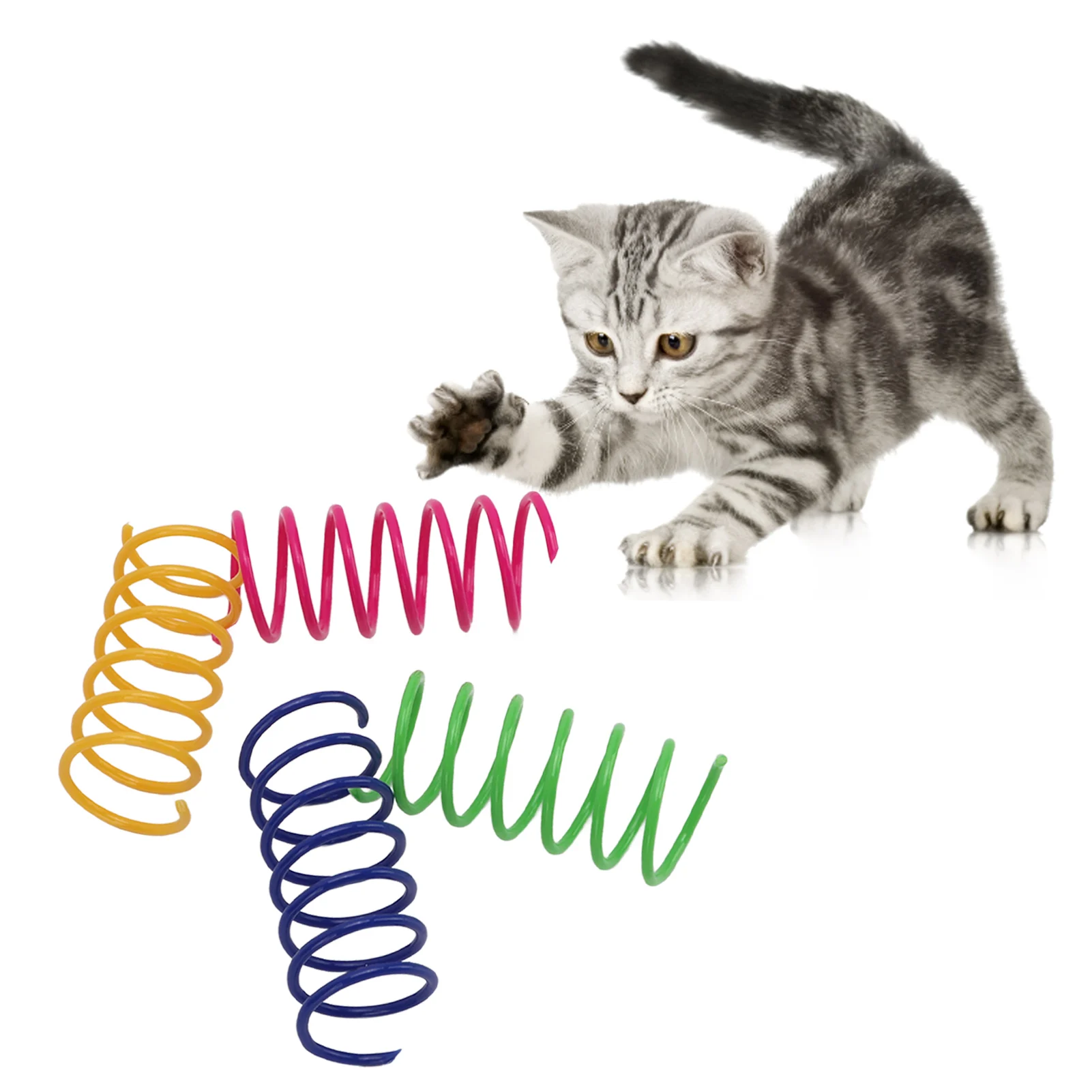 40 шт. Игрушки-пружины для кошек, устойчивые к укусам, интерактивные красочные пружины, игрушка для кошек для домашних животных. Кошки