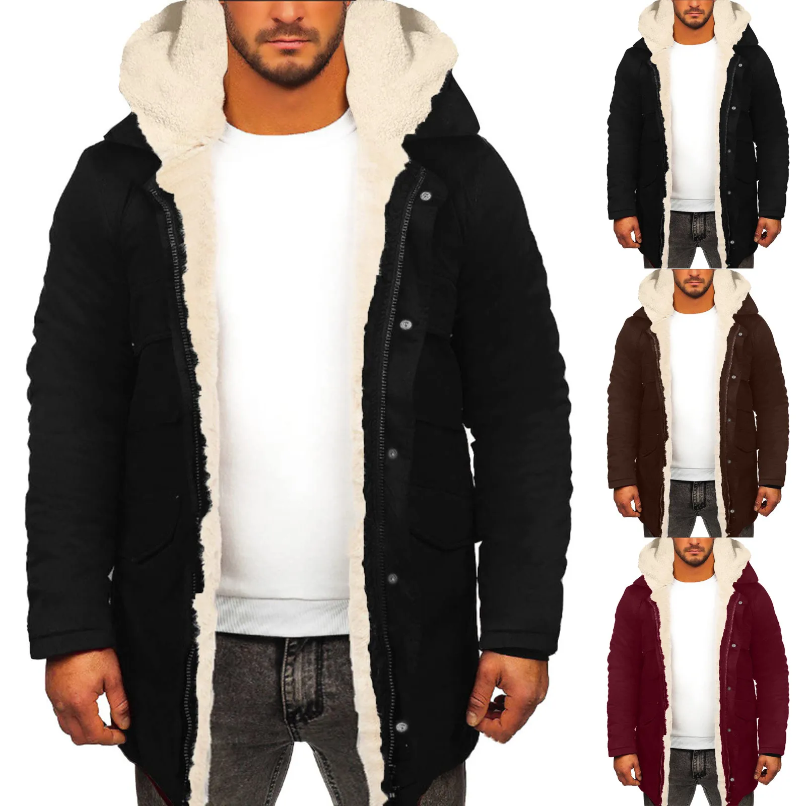 Мужские утепленные флисовые куртки, мужская уличная одежда, ветровки, парки, Зимние куртки с карманами, толстовки с хлопковой подкладкой, длинное пальто
