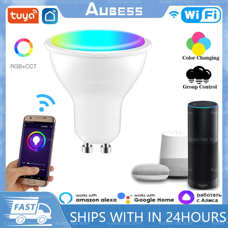 TUYA Wifi GU 10 Светодиодная прожекторная лампа низкого давления 5 Вт 12 В Свет Кабинет Кухня Работа С Alexa Google Home Яндекс Алиса