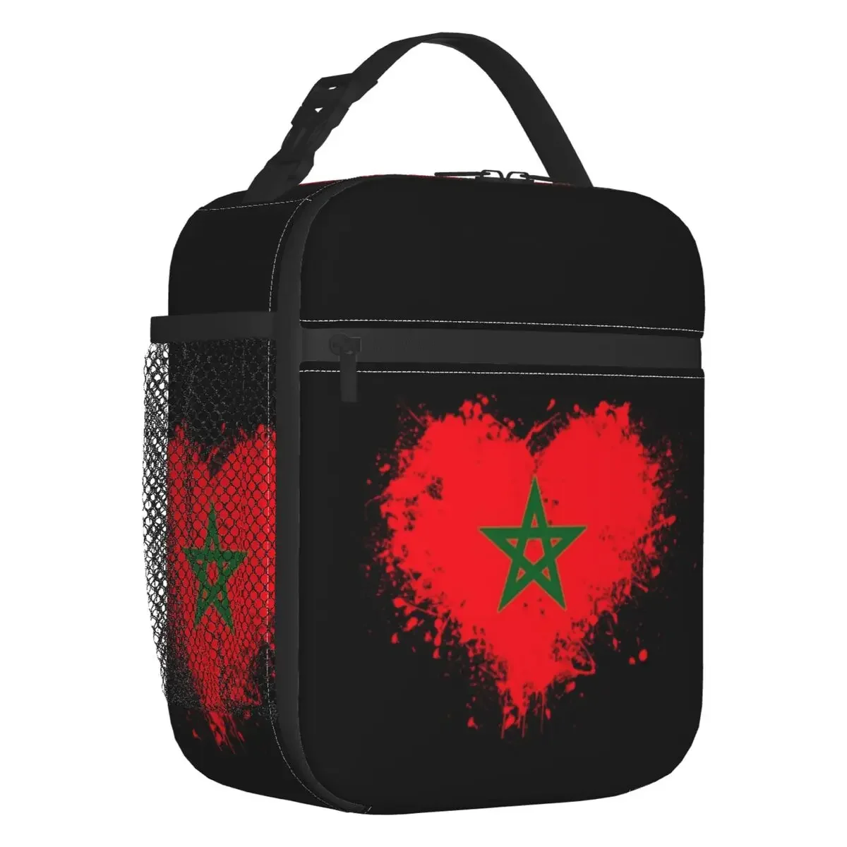 Пакеты для ланча с сердечками, утепленные флагом Марокко, для работы, школы, мавританские, марокканские, патриотические, Многоразовый термоохладитель, коробка для бенто, для женщин и детей